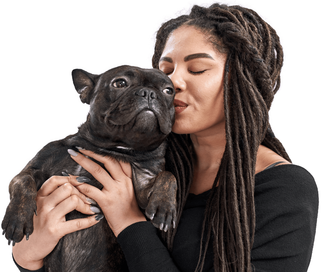 woman with french bulldog 1 min